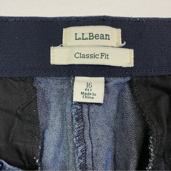 L.L. Bean Classic Fit Jeans Women's 16 Petite Cropped Stretch‎ Waist Denim Chino - Picture 3 of 10